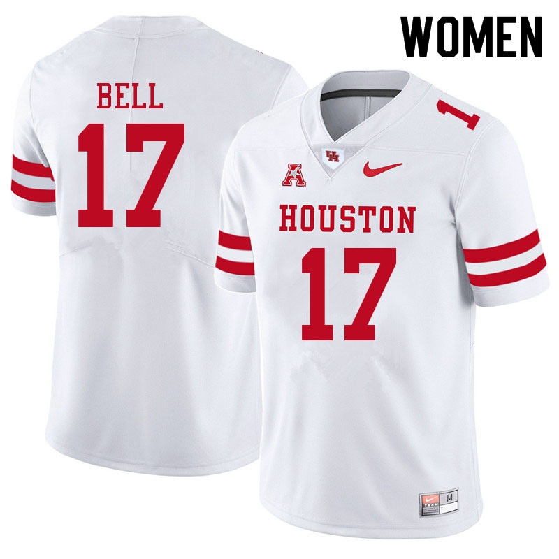 Women #17 Atlias Bell Houston Cougars College Football Jerseys Sale-White